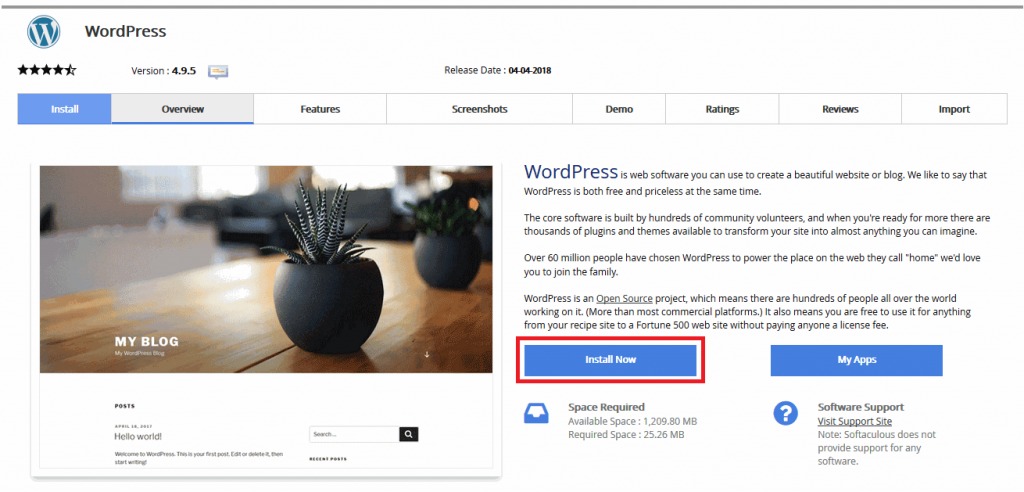 Cách cài đặt WordPress bằng Softaculous