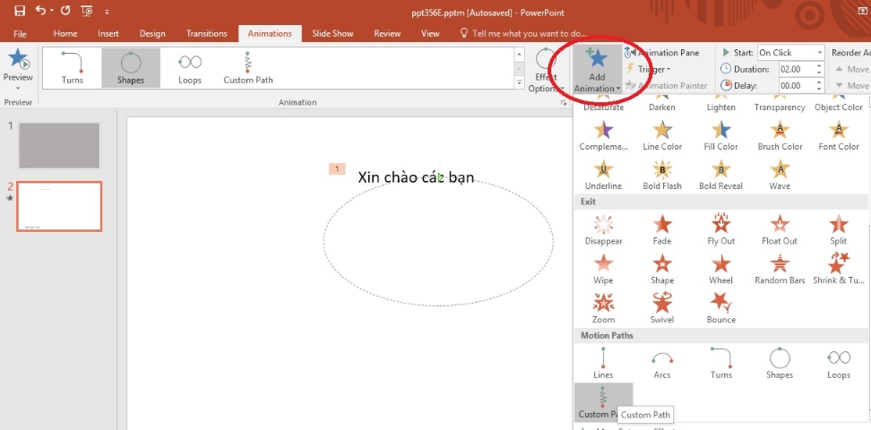 thêm hiệu ứng cho powerpoint